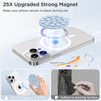 Magnetic Suction Cup Phone Mount for MagSafe Case, Silicone Hands-Free Grip Holder for iPhone and Android, Mirror Shower Phone Stand for Makeup FaceTime Gym Kitchen Bathroom, Baby Blue