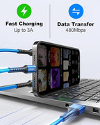 Multi Charging Cable 2Pack 6FT, 3 in 1 Charger Cable Braided Universal Phone Charging Cord with Lightning/Type C/Micro USB Ends, Multiple USB Cable for iPhone/Samsung/Google Cell Phones and More