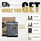 Professional Audio Mixer 4 Channel Sound Board Console System 99 DSP DJ Mixer 48V Phantom for Karaoke DJ Studio Streaming Recording
