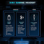 2.4GHz Wireless Gaming Headphones for PS5, PS4 Fortnite & Call of Duty/FPS Gamers, PC, Nintendo Switch, Bluetooth 5.3 Gaming Headset with Noise Canceling Mic, Stereo Sound, 40+Hr Battery -Black