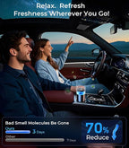 Smart Car Air Fresheners, Ambient Light & Mist, Auto On/Off, Adjustable Intensity Car Air Freshener Diffuser, Fragrance Lasts 6 Months, Built-in Battery, Scent Refill X2 - Osmanthus Orchid