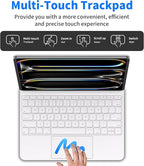 iPad Pro 13 inch case 2024 with Keyboard, Keyboard Case for iPad Pro 13-inch (M4, 2024) with 7 Colors Backlight, Multi-Touch Trackpad, Easy-Set Magnetic Stand, Auto Sleep/Wake (White)