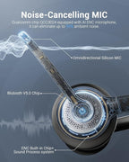 Wireless Headset with AI Noise Cancelling Microphone Bluetooth Headset - Bluetooth V5.2 Headphones with USB Dongle, Charging Base & Mic Mute for Computer/Laptop/PC/iPhone/Android/Cell Phones