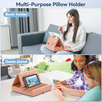 KDD Tablet Pillow Holder, Foldable iPad Stand for Lap, Bed and Desk -Tablet Soft Pad Dock with Pocket & Stylus Mount Compatible with iPad Pro 12.9, 10.5, 9.7 Air Mini 6 5 4 3, E-Reader