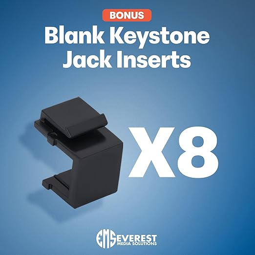 Everest 24 Port Keystone Patch Panel (1-Pack) - Removable 6-Port Panels - Use with Slim Profile Keystones ONLY (Wider Jacks May not fit Side by Side)