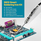 SEQURE SI012 Soldering Iron Kit, 68W Portable Soldering Iron Electric, Fast Heating, DC+PD Power Input, Digital OLED Display, Constant Temperature, Auto Sleep Welding Tool, TS-B2 Soldering Tip, XT60