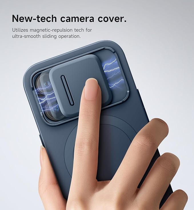 SURITCH for iPhone 14 Pro Case with Magnetic Camera Slide Cover and Adjustable Kickstand, Compatible with MagSafe, Shockproof Bumper Case Slim Protective Cover for iPhone 14 Pro 6.1 Inch, Blue