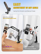 LISEN Gooseneck Phone Holder for Bed Magsafe Phone Stand for iPhone 16 15 Stand Holder for Desk Adjustable for Magsafe Accessories Recording for iPhone Mount for Filming Camera Laying Down