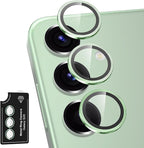 for Samsung Galaxy S25 Camera Lens Protector, Individual Metal Ring Tempered Glass Lens Cover, [Strong Adsorption] Scratch Resistant Ultra-Thin HD Clear Lens Cover, 1 Set-Light Green