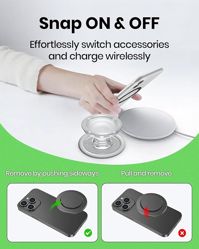 Magnetic Silicone Suction Cup Phone Mount with Hands-Free Stand - Perfect for Selfies, Videos, Durable, Secure Grip, One-Touch Holding, Lightweight, Sleek Design (White)