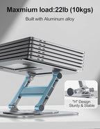 Laptop Stand, 360 Swivel Aluminum Computer Stand Ergonomic Laptop Riser Notebook Holder Compatible with 17 inch MacBook Air Pro, Dell XPS, HP, Lenovo More Laptops,Grey