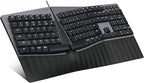 Perixx PERIBOARD-535BR Wired Ergonomic Mechanical Split Keyboard - Low-Profile Brown Tactile Switches - Programmable Feature with Macro Keys - Compatible with Windows and Mac OS X - US English, Black