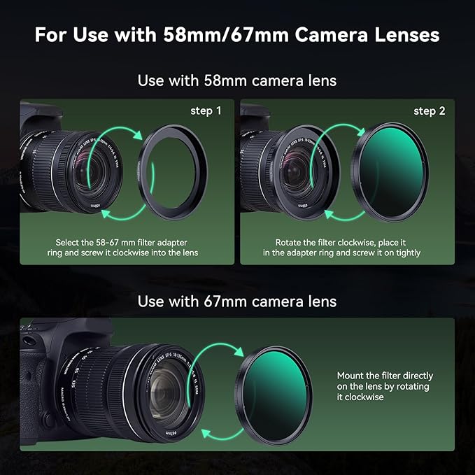 APEXEL CPL Filter 67mm Circular Polarizer Polarizing Filter for iPhone/DSLR for iPhone Camera Lens 16 15 14 13 12 Pro Max Samsung Galaxy Huawei with Adapter Ring, Universal Clip, Cold Shoe