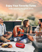 Portable Bluetooth Speaker with Light, Loud Sound and Deep Bass, IPX6 Waterproof, Up to 18H Playtime, TWS Pairing, Support Bluetooth/AUX/USB/TF Card for Home, Party, Outdoor and Travel (Red)
