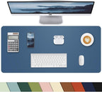 Pu Leather Desk Protector, Non-Slip Laptop Mat - Waterproof Writing Pad for Office/Home (23.6"x13.8", Grey Blue)
