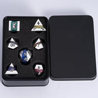 Polyhedral Metal Dice Set,7pcs Set Glitter Stripe DND Dice with Gift Box for RPG