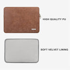 RAINYEAR 16 Inch Laptop Sleeve PU Suede Leather Case Protective Padded Zipper Cover Water Resistant Carrying Bag Compatible with 16" MacBook Pro/Max A2780 A2991 A3403 A3186 A2141 A2485 (Brown)