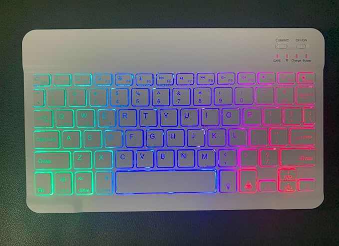 Keyboard Case for Galaxy Tab A8 10.5 Inch 2022, Slim Lightweight 7 Color Rainbow Backlight Detachable Magnetic Keyboard Cover with S Pen Holder,Pink