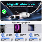 AICase Magnetic Charging Cable, Type C to Type C (6.5 FT) Super Organized Charging Magnetic Absorption Nano Data Cable for Samsung S23/S22/S21/S20 Ultra, MacBook Pro/Air, iPad Pro 12.9 11 Air Mini