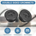 uxcell 4Pcs Cable Cord Grommet, 13/16"(20mm) Rubber Desk Grommets Wire Pass Through Hole Cover with Marked Cable Ties for Home Office Cable Wire Protection, Black