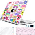 Compatible with MacBook Air 13 inch Case 2025 2024-2022 M4 A3240 M3 A3113 M2 A2681, Plastic Hard Shell&Keyboard Cover&Screen Film&Webcam Cover for MacBook Air 13.6 inch Case, Trendy Patches