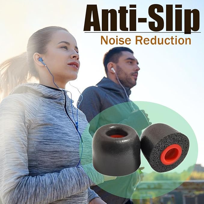 Memory Foam Tips Replacement Earbuds Tips Noise Reduction Anti-Slip fit 4.5mm-6.3mm Nozzle in-Ear Earphones with Storage Box