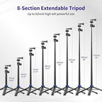 Selfie Stick Tripod for Gopro Camera, 62" Extendable Tripod Stand with 360° Ball Head 1/4" Screw, Portable Lightweight Camera Tripod for GoPro Max Hero 11 10 9 8 7 6 5 DJI OSMO Action Camera