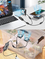 2Pack Wathai 40mm x 10mm Mini USB Fan with Speed Control 5V Small Computer USB Fans for Welding Helmet, Aquarium, Terrarium, Camera, VR Receiver DVR PlayStation Xbox Computer Cabinet Cooling