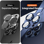 Camera Lens Protector for iPhone 16 Pro Max/16 Pro/15 Pro Max/15 Pro/14 Pro Max/14 Pro, Aluminum Alloy Sapphire Glass Camera Screen Cover, Case Friendly- Glitter Blue