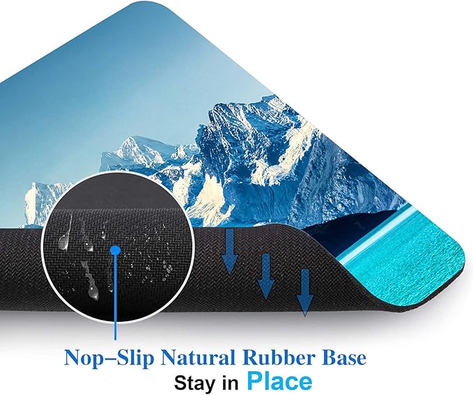 Snow Mountain Mouse Pad, Scenic Lake Mousepad for Design, Anti-Slip Rubber Base Wireless Mouse Pads for Laptop