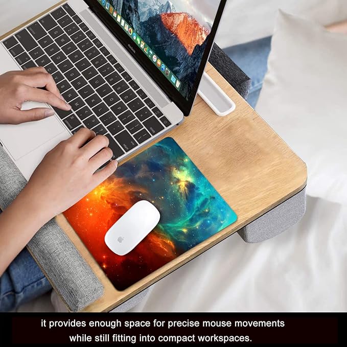 Galaxy Mouse pad, Orange and Cyan Nebula Mouse Pads Office Computer Mousepad, Non-Slip Washable Small Mouse mat 9.5 X 7.9 inch