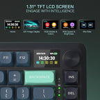 Redragon K724 PRO Wireless Gasket Gaming Keyboard w/Hype Screen & Knob, 81-Key Mechanical Keyboard, Easy-Control 1.14’’ TFT Info Display, 5-Layer Noise Dampening, Custom Linear Switch, Dark Jade Color