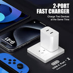 Charger for iPhone 16 15,Fast Dual Port USB C Charger Block,Double Type C Apple Wall Power Adapter Plug,10FT Quick USB C to C Charging Cable for iPhone 16/16 Pro Max/16 Pro/15 Pro/15 Plus,iPad Pro/Air