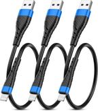 OIITH MFi Certified Short for iPhone Charger Cable 3 Pack 1 Ft, 12 inch for Lightning Charging Cord, Fast 2.4A for iPhone Data Cord Compatible with iPhone12/11/XS/Max/XR/X/8/8P/7P/6/iPad - Blue