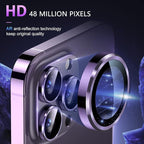 Uyiton for iPhone 14 Pro/iPhone 14 Pro Max Camera Lens Protector, [Drop Protection] 9H Tempered Glass Camera Cover screen Metal Ring Case Friendly Scratch Resistant Easy to Install - Matte Purple