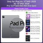 Transparent Case with Keyboard for iPad Air 13 Inch (M3/M2, 2025/2024), iPad Pro 12.9 Inch (6/5/4/3 Gen),7-Color Backlit,Magic wireless Keyboard, 360°Rotating,with trackpad,Pencil Holder,Purple
