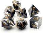Haxtec Sharp Edge Dice Set DND Dice Set with Dice Case Handmade Black Swirls Resin D&D Dice Set for TTRPGs Compatible with Dungeons and Dragons Gifts-Dark Soul