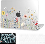 G JGOO Compatible with MacBook Air 13 inch Case 2025 2024 2023 2022 M4 A3240 M3 A3113 M2 A2681, Clear Plastic Hard Shell for MacBook Air 13.6 inch Case+Keyboard Cover+Screen Protector, Garden Flower
