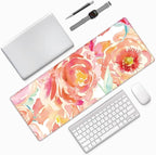 Pink Flower Large Mouse Pad Extended Gaming Mousepad 31.5 x 11.8 Inch with Anti-Slip Rubber Base Cute Office Decor Women Girls Computer Accessories Home Office Supplies