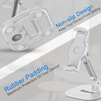 AboveTEK Upgraded Desktop Tablet Stand, 360° Swivel Tablet & Phone Desk Mount Holders for Any 4.7''-13.5'' Display iPad/Cell Phones, Stylish & Sturdy Stands for Store Office Showcase Reception (White)