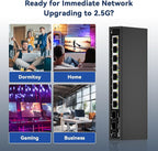 10 Port 2.5Gb Unmanaged Ethernet Switch with 8* 2.5G Base-T Ports, 2*10G SFP Ports, AUMOX PRO 80 Gbps Vlan Switching Capacity Compatible with 100/1000/2500Mbps Plug and Play