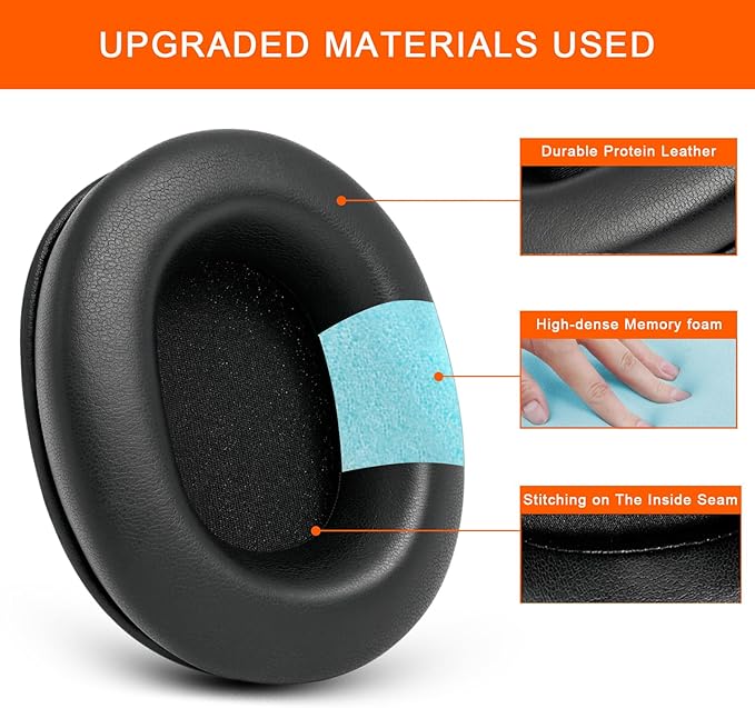 Earpads Replacement for Audio Technica M50X, GVOEARS Ear Cushions for HyperX Cloud/Alpha, for ATH M50X M40X Turtle Beach Stealth & More Headphones with Thick Foam/Soft Leather