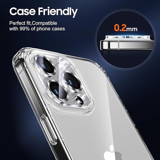 UniqueMe Compatible for 3 Pack iPhone 15 Pro/iPhone 15 Pro Max Camera Lens Protector, [Drop Protection][Case Friendly] 9H Tempered Glass Camera Cover Screen [2023 New Version]- White