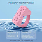 Fingertip Bluetooth Remote Control TIK TOK Wireless Page Turner TYUOBOX Camera Remote Shutter Selfie Button Controller with Charging Case for iPhone Android Ipad Cell Phone (Pink1)