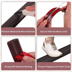 Floor Cord Cover Self Adhesive Cord Hider Floor Extension Cord Covers for Floor Power Cord Protector Cable Management Prevent Cable Trips Cable Cavity 0.32" W x 0.32" H (Dark Walnut, 3.3Ft)