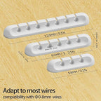 USB Cable Organizer Clips Cord Holder,10 Packs (3-5-7-Slots) White Self Adhesive Desk Cord Cable Management