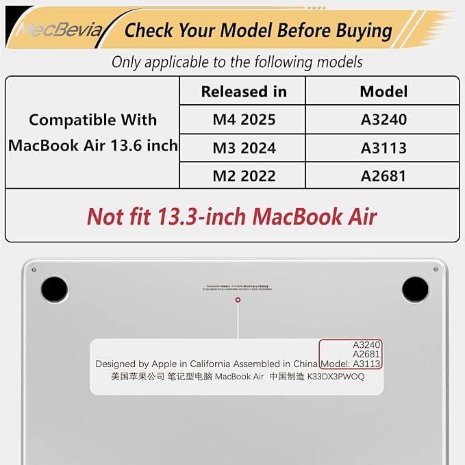 Compatible with MacBook Air 13.6 inch Case, M4 A3240/M3 A3113/M2 A2681 (Released 2025 to 2022), Hard Shell, Keyboard Cover, Screen Protector, Webcam Cover & Type-C Adapter, Colored Flowers