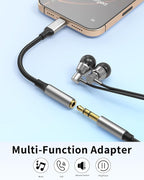 USB C to 3.5mm Headphone Jack Adapter with DAC Chip, 2 Pack HiFi USB-C to Audio Dongle Compatible with iPhone 16 15 Pro Max, Galaxy S25 S24 S23 S22, iPad Pro, MacBook, USBC to Aux Adapter