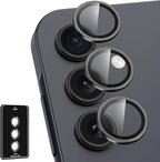 for Samsung Galaxy A16 Camera Lens Protector, Individual Metal Ring Tempered Glass Lens Cover, [Strong Adsorption] Scratch Resistant Ultra-Thin HD Clear Lens Cover, 1 Set-Black
