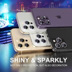Choiche [3+1 for iPhone 14 Pro/iPhone 14 Pro Max Camera Lens Protector Bling, 9H Tempered Glass Camera Cover Screen Protector Metal Ring Decoration Accessories (Glitter-Black)